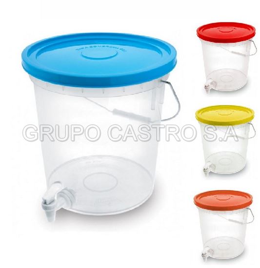 Foto de Balde comercial 12 lt c/tapa y caño Rey (con medidas)BLX503200/BLX002800 29.6AL X 27.9AN X 30.3L CMS
