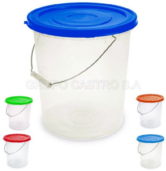 Foto de Balde Comercial 2 Gls (7.5 ltrs) REY c/t Asa Metal (con medidas) BLX013000