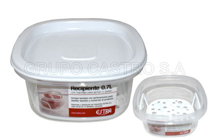 Foto de Recipiente plus cuadrado bandeja escurir 0.7lt blanco 4-1001951 14.5ANX7AL P;0.79 kg estra