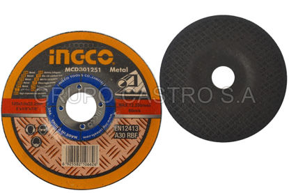 Foto de Disco metal corte grueso 5"x1/8"x7/8" ingco MCD301251(125x3.0x22.2mm) 12.200xmin