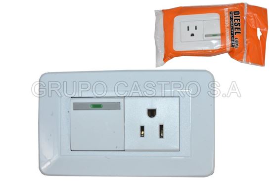 Foto de Tomacorriente un apagador Diesel Blister Blanco  PBK-A010/B