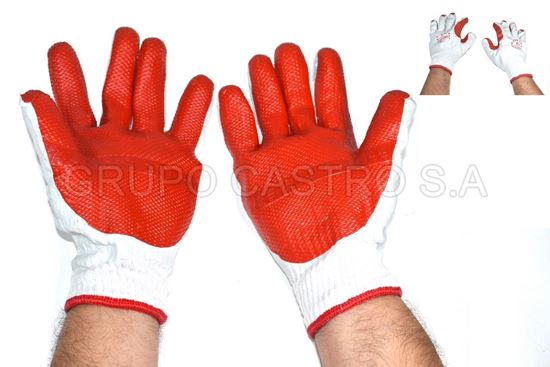 Foto de Guante industrial latex rojo puño franela10" GUA4003