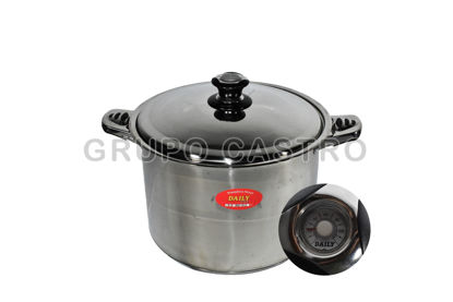 Foto de Olla Tamalera acero inox 26x20cms disco difusor daily DY-190 termometro c/tapa acero
