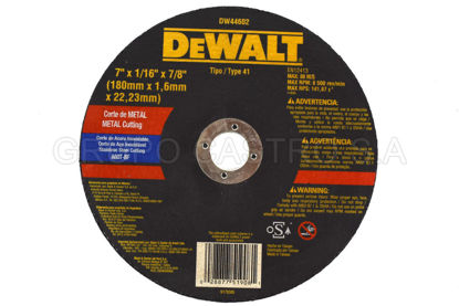 Foto de DISCO METAL CORTE FINO  7X1/16"X7/8" DEWALT DW44602 RPM8.500