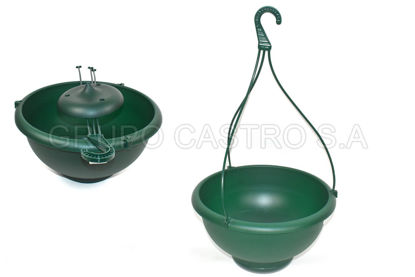 Foto de Macetero Colgante Verde c/plato y sercha spartaplast 0167 26.5x14.5cms 6litros