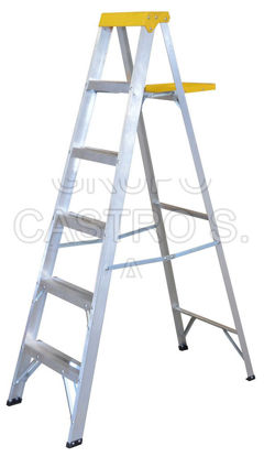 Foto de Escalera de aluminio tipo tijera ET5 5 peldaños, 1.83 mts 90 KG peso maximo