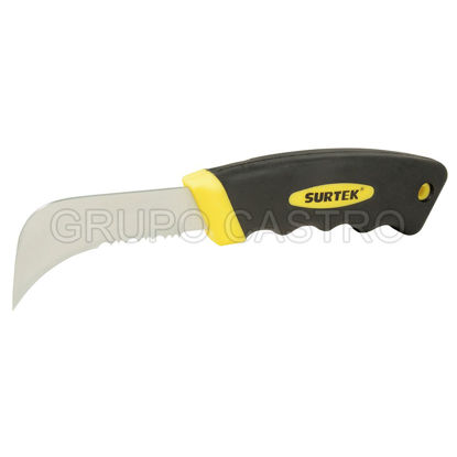 Foto de Cuchillo acero linoleo 4 1/2"  dentado mango bimaterial 120127 25.60 x10x2cms hoja1 1/4"