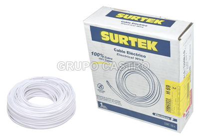 Foto de Cable electrico tipo #12 136921 THW-LS 100mts blanco surtek100% cobre 90*grados