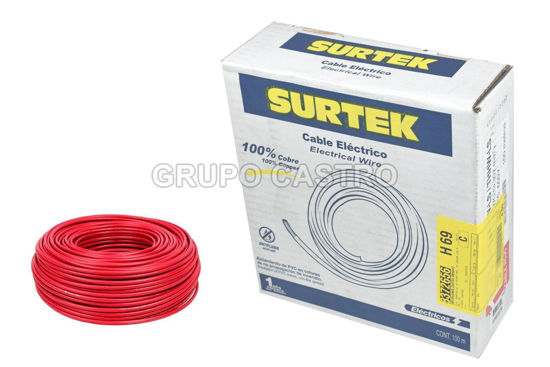 Foto de Cable electrico tipo #12 136919 THW-LS 100mts rojo surtek100% cobre 90*grados