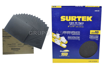 Foto de Lija metal agua 25 pcs grano #150 LAG150 surtek 9"x11"