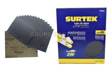 Foto de Lija metal agua 25pcs  grano # 240 LAG240 surtek 9"x11"