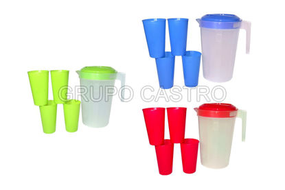 Foto de Pichel 4 ltrs c/4 vasos16 onz Plastico #1086 megaplast 27x18cms