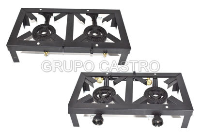 Foto de ESTUFA GAS HIERRO C/BASE ANGULAR 2 QUEMADORES EC-1739/ABC-13-259 SGB02 11cmsalX25cmsanX46cmslar