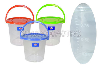 Foto de Balde 1 ltr c/tapa plástica Rey BLX003000 12,6 al x13,5anc cms