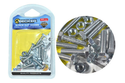Foto de TORNILLO+TUERCA SET11PCS  5X20MM FE-1305 BECKER