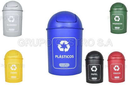 Foto de BASURERO 20LTR C/ TAPA  VIDRIO AMARILLO  BALANCIN 86107 30anx49altcms TACOPLAST
