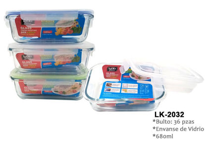 Foto de CONTENEDOR RECTANGULAR VIDRIO LK-2032 680ML Lucky Choise 17.9X13.5X5.9CMS