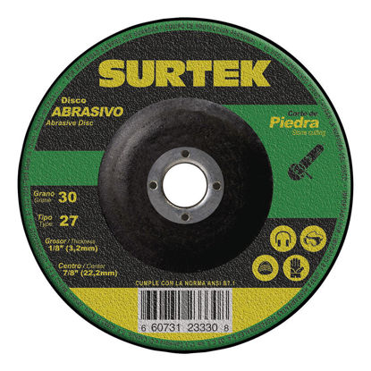 Foto de Disco metal corte grueso abrasivo tipo 27 piedra 9" x 1/8" 123332 6700 RPM surtek uso mega pesado