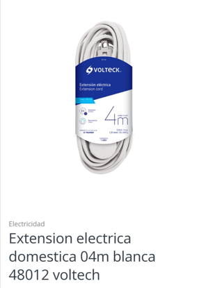 Foto de EXTENSION BLANCA ED-4B VOLTECH 4 METROS/16AWG/48012