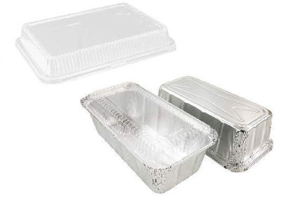 Foto de BANDEJA DESECHABLE ALUMINIO SET 10PCS C/TAPA RECTANGULAR H304-21 26X14.5X7.5CMS (48) 