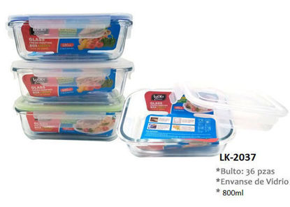 Foto de CONTENEDOR CUADRADO VIDRIO LK-2037 800ML Lucky Choise 16.2X16.2X6.7 CMS
