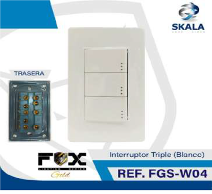 Foto de APAGADOR TRIPLE FOX GOLD FGS-W04 BLANCO EMPOSTRAR BLISTER (100)