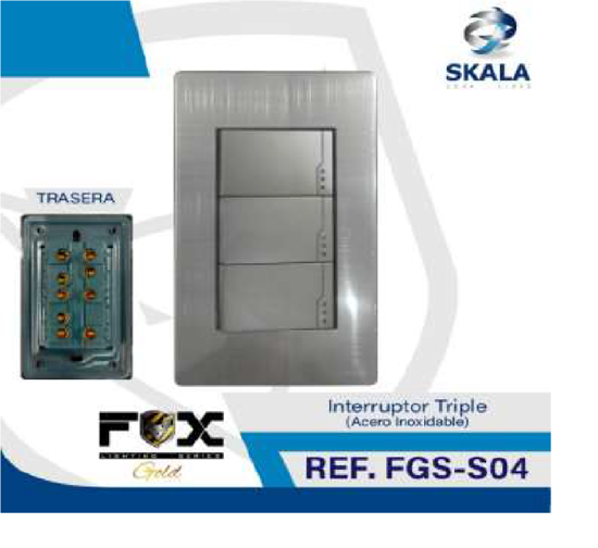 Foto de APAGADOR TRIPLE FOX GOLD FGS-S04 GRIS EMPOSTRAR BLISTER (100)