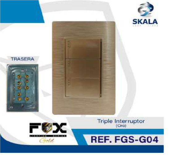 Foto de APAGADOR TRIPLE FOX GOLD FGS-G04 ORO EMPOSTRAR BLISTER (100)