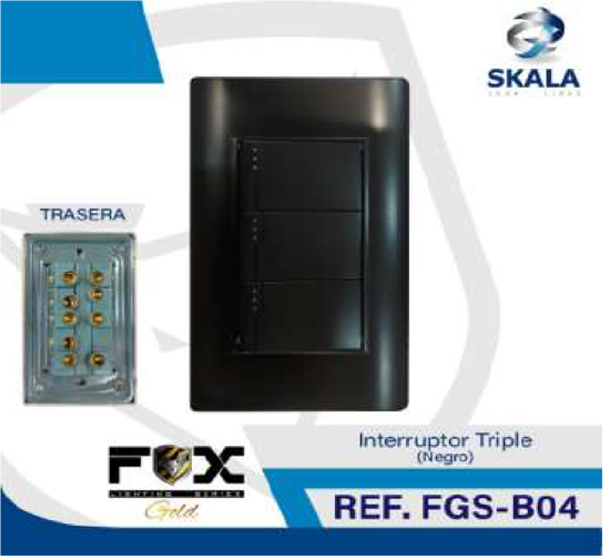 Foto de APAGADOR TRIPLE FOX GOLD FGS-B04 NEGRO EMPOSTRAR BLISTER (100)