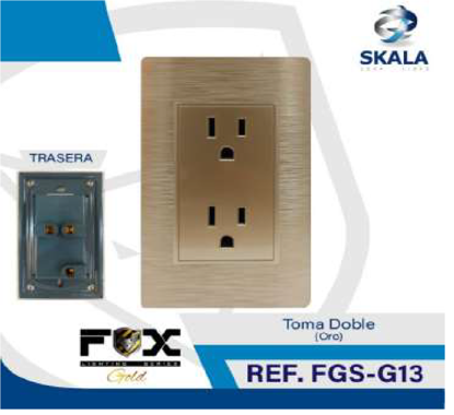 Foto de TOMACORRIENTE DOBLE FOX GOLD ORO FGS-G13 BLISTER (100)