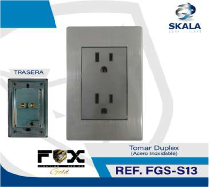 Foto de TOMACORRIENTE DOBLE FOX GOLD GRIS FGS-S13 BLISTER (100)
