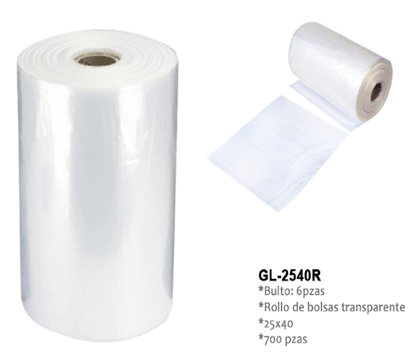 Foto de BOLSA PLASTICA ROLLO 700PCS 25X40cms 1.7kgs GL-2540R TRANSPARENTE(6)