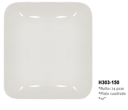 Foto de PLATO PORCELANA CUADRADO PLANO BLANCO 9-3/4"" H303-150 (24)