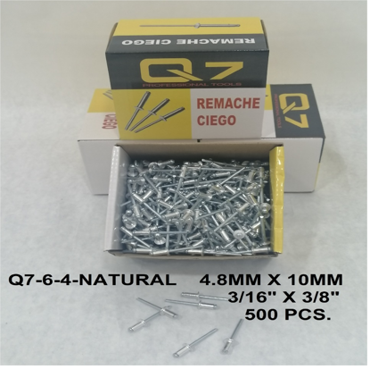 Foto de REMACHE ALUMINIO 1/8X3/8" 3.2MMX10MM CAJA 500PCS Q7