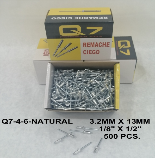 Foto de REMACHE ALUMINIO 1/8X1/2" 3.2MMX13MM CAJA 500PCS Q7