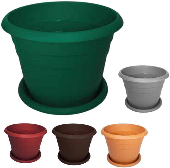 Foto de Maceta c/platera #3 cafe claro stampo  33x26.5cms 14litros(24)