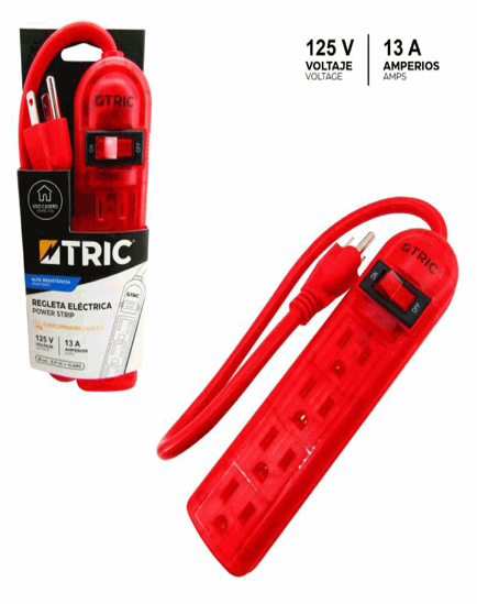 Foto de REGLETA 4 SALIDAS T-1304 125V 13A 40 cms TRIC SJT3Cx18AWG (60)