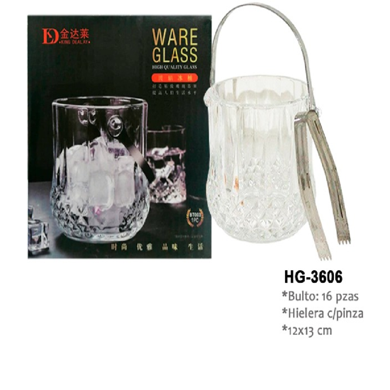 Foto de Hielera de vidrio c/agarradera-tenaza acrilica BT003/HG-3606 900ML 12X13cms(16)