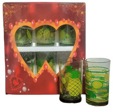 Foto de Jgo vasos vidrio decorado frutas 6 pcs 8onz/155ml M9M1575 10X5.8cms