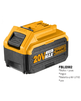 Foto de BATERIA DE ION 20V/4.0AH #FBLI2002 P/PISTOLA PINTAR CSGL INGCO
