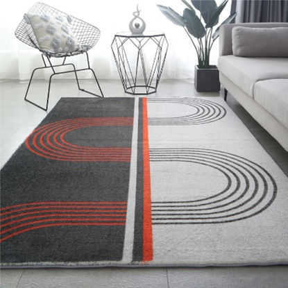 Foto de ALFOMBRA POLYESTER 50X80CMS 28954-01 RAYAS NEGRO/ROJA