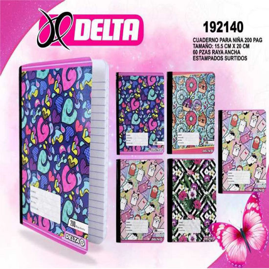 Foto de Cuaderno niña 100 Hojas(200paginas) 192140 delta 20x15.5cms 