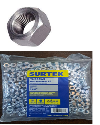 Foto de TUERCA 1/4" TH14 HEXAGONALES 250PZS SURTEK