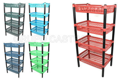 Foto de VERDURERO SPARTAPLAST 4 NIVELES 47x32x94cms (RACK 11RC) ROJO