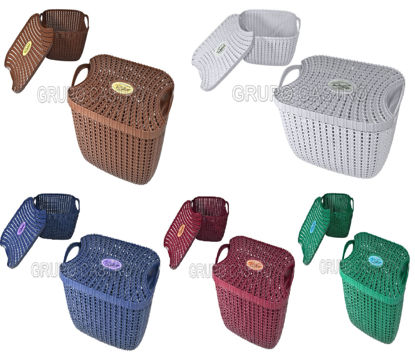 Foto de Caja cesta con tapa Ratan 5 ltrs rectangular APG-1108 15alx21anx29 larg cms Alcaplast (50)