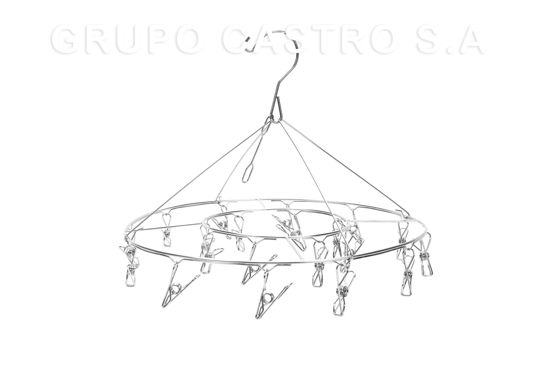 Foto de COLGADOR ROPA REDONDO C/20 PRENSAS METAL GET53-08 30CMS (100)