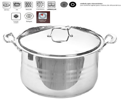 Foto de Olla Tamalera acero inox 32x20cms/14ltrs GET54-07 Placa dif induccion c/t acero KAISA VILLA