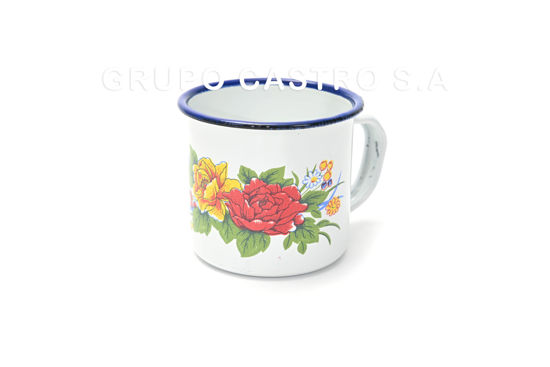 Foto de Jarro loza 7cms Blanco decorado GET19-04 250 ml -8.4 onz (240)