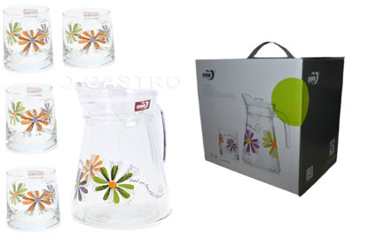 Foto de Jgo pichel 1,580 ml + 4 vasos 270 ml vidrio decorado DELI GET24-09 (8)