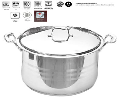 Foto de Olla Tamalera acero inox 36x22cms/20ltrs GET54-07 Placa dif induccion c/t acero KAISA VILLA
